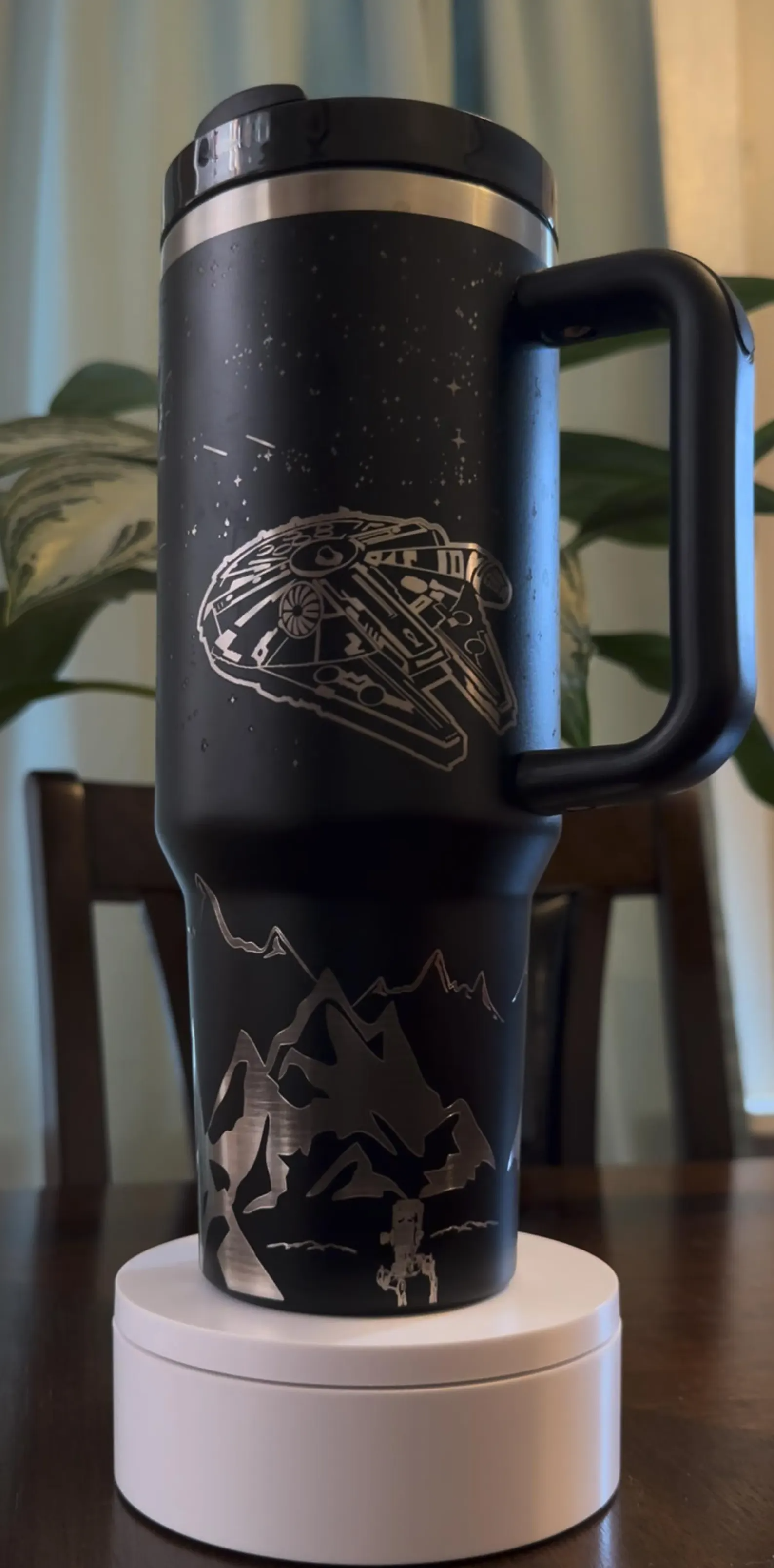 Galactic Battle Engraved Tumbler | Cute Pop Culture Cups | Laser Engraved 40 oz Engraved Tumbler