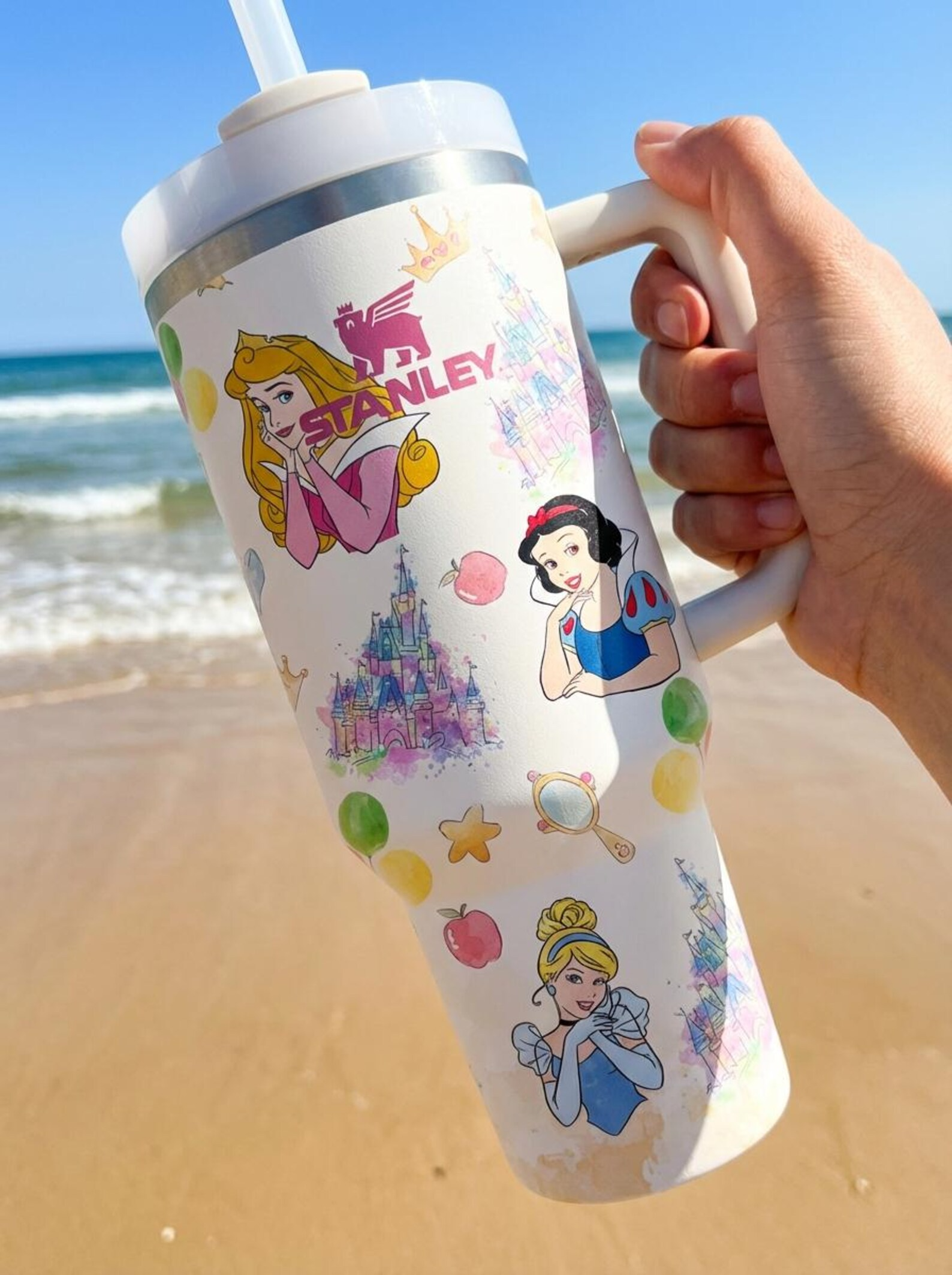 Princesses Cartoon 40oz Tumbler Insulated Cup with Handle
