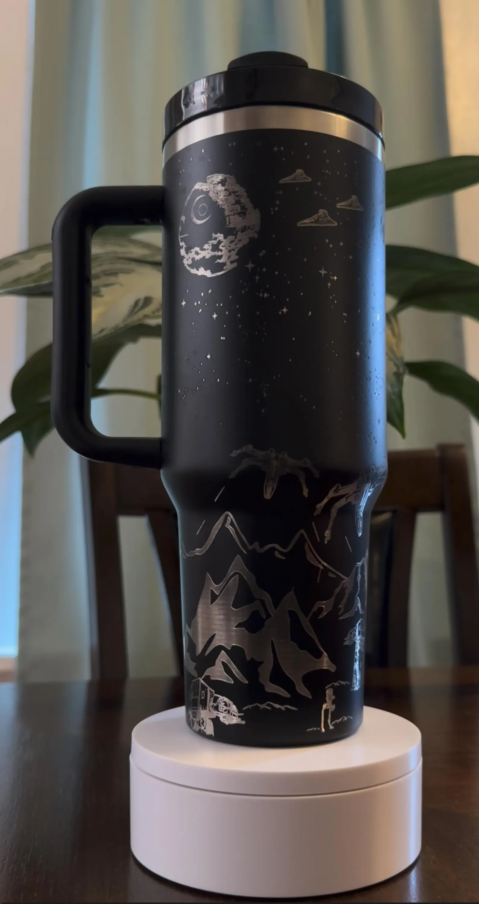 Galactic Battle Engraved Tumbler | Cute Pop Culture Cups | Laser Engraved 40 oz Engraved Tumbler