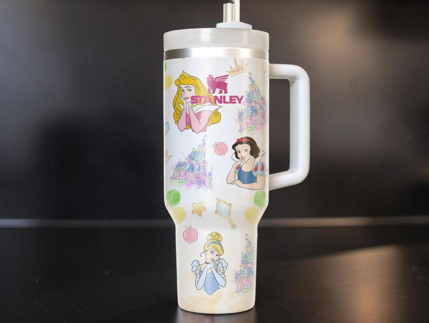 Princesses Cartoon 40oz Tumbler Insulated Cup with Handle