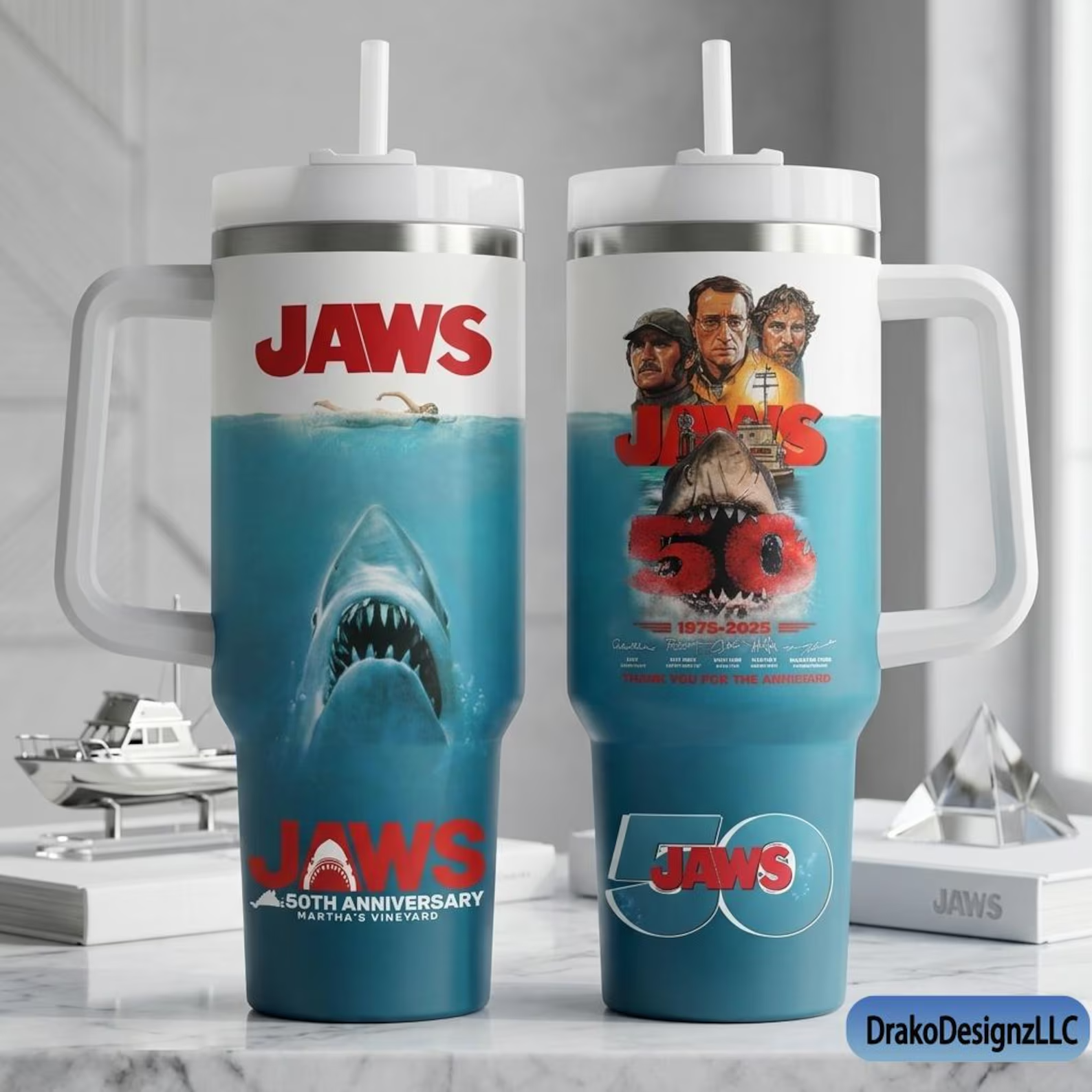 Jaws Tumbler 40Oz, Amity Island 1975 Custom Tumbler
