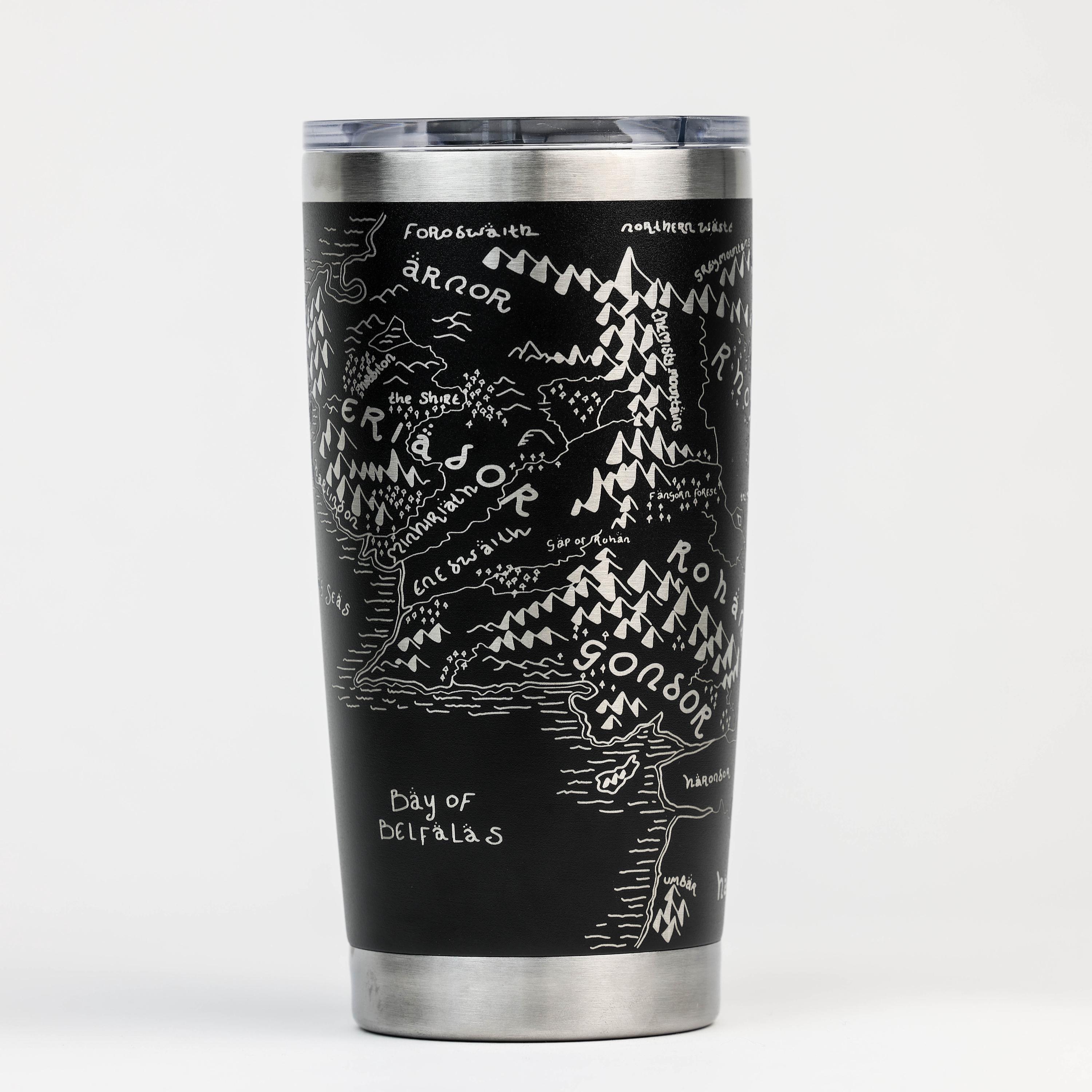 Middle Earth Map Custom 30oz Tumbler: Middle Earth Map Engraved YET