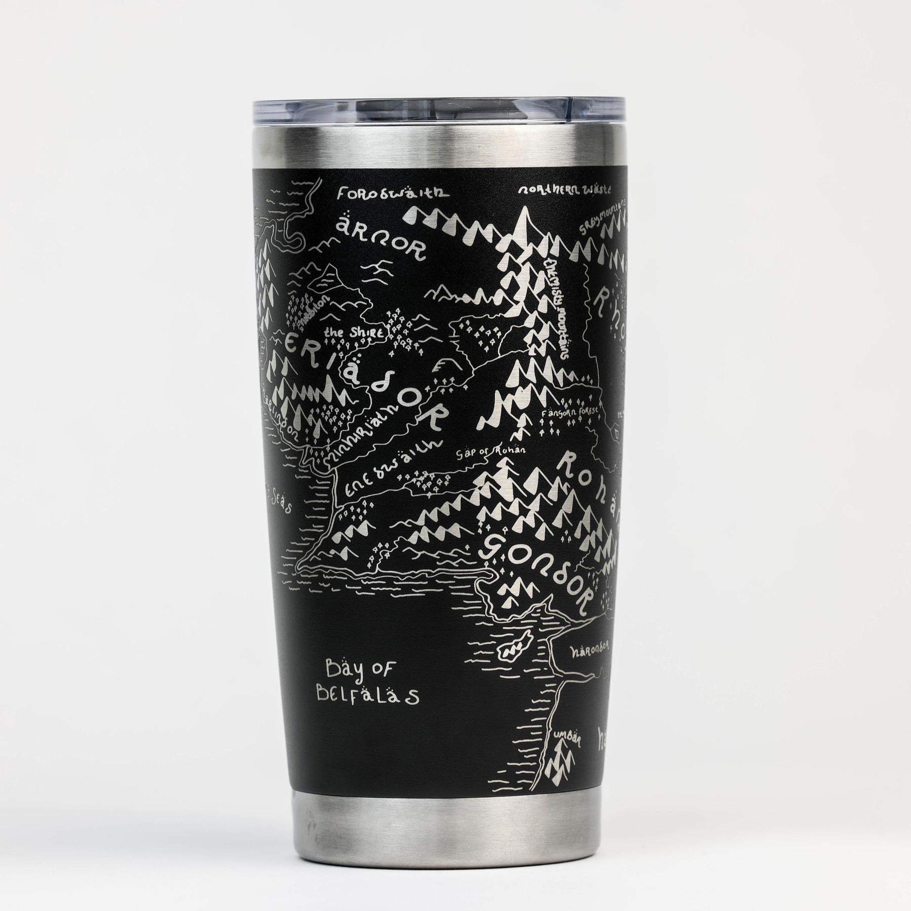 Middle Earth Map Custom 30oz Tumbler: Middle Earth Map Engraved YET