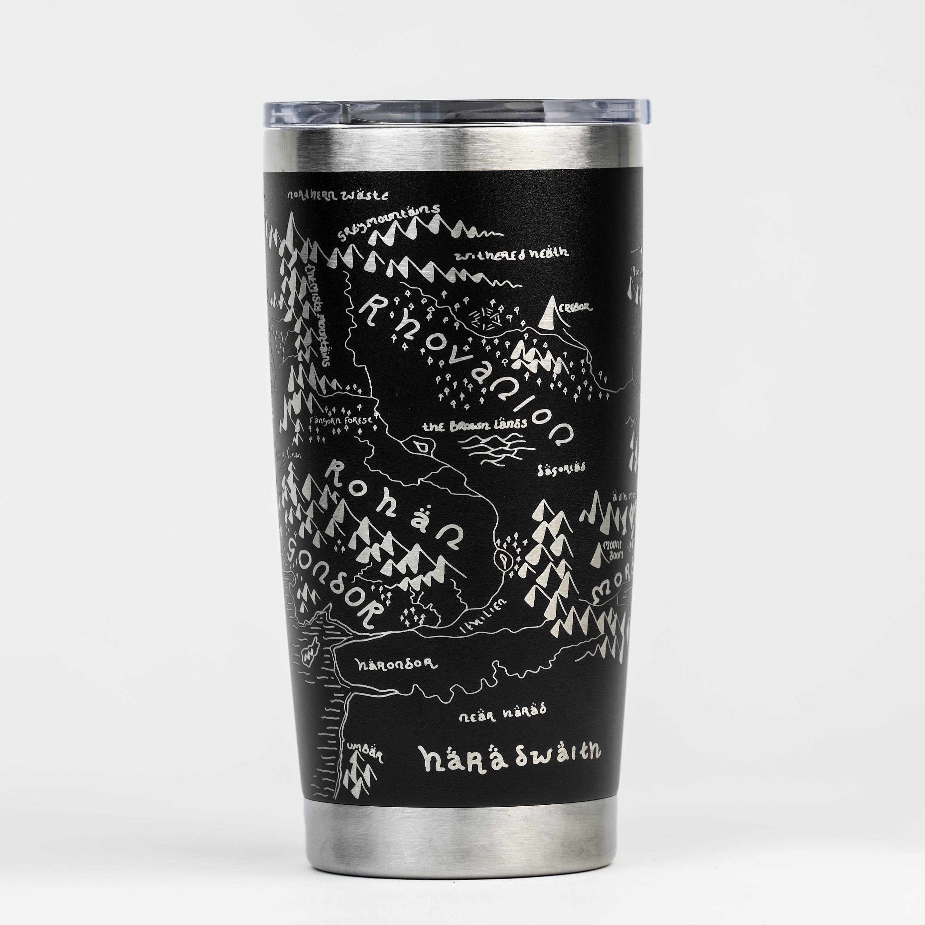 Middle Earth Map Custom 30oz Tumbler: Middle Earth Map Engraved YET
