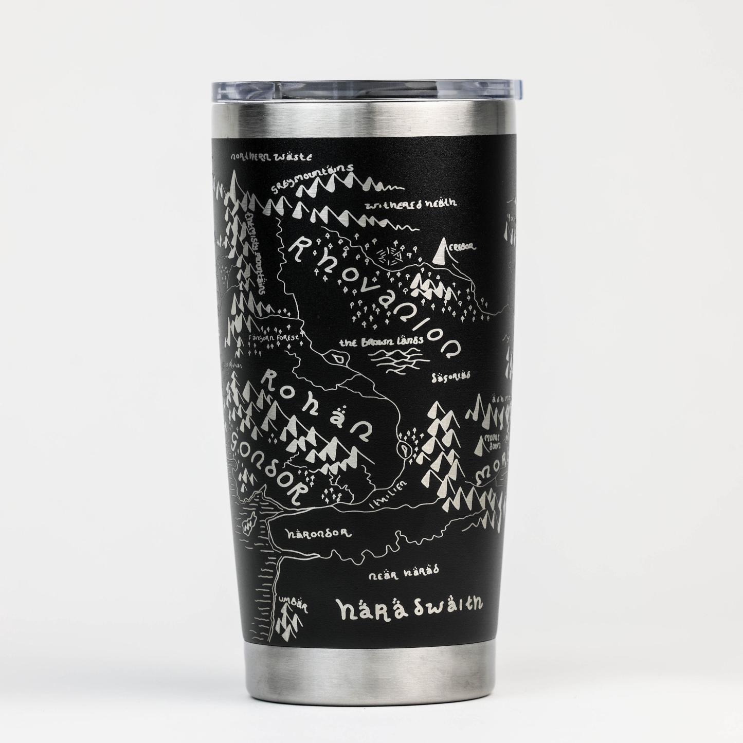 Middle Earth Map Custom 30oz Tumbler: Middle Earth Map Engraved YET