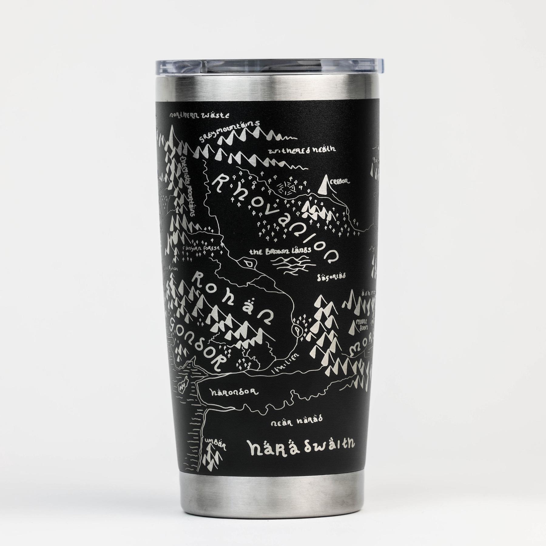 Middle Earth Map Custom 30oz Tumbler: Middle Earth Map Engraved YET
