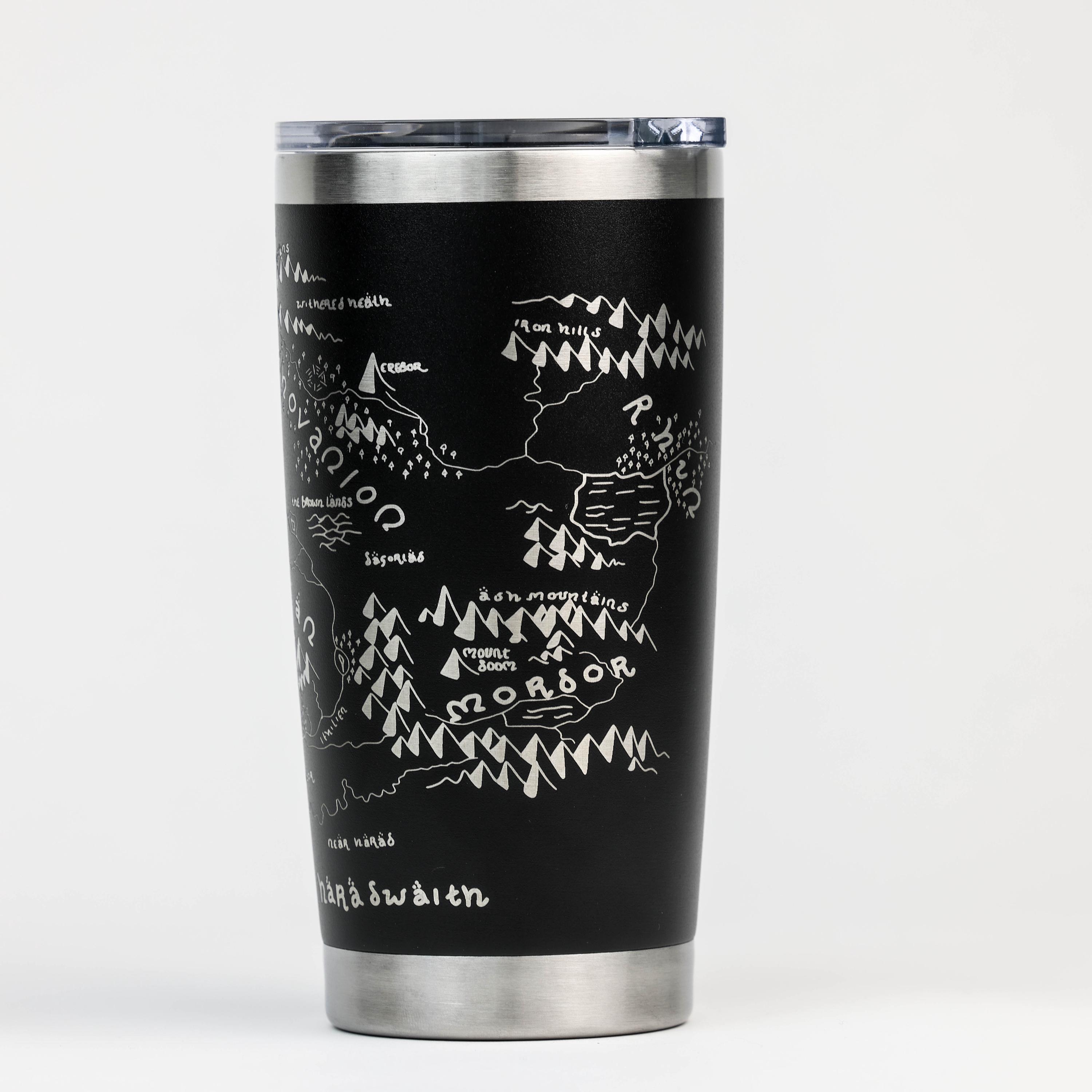 Middle Earth Map Custom 30oz Tumbler: Middle Earth Map Engraved YET