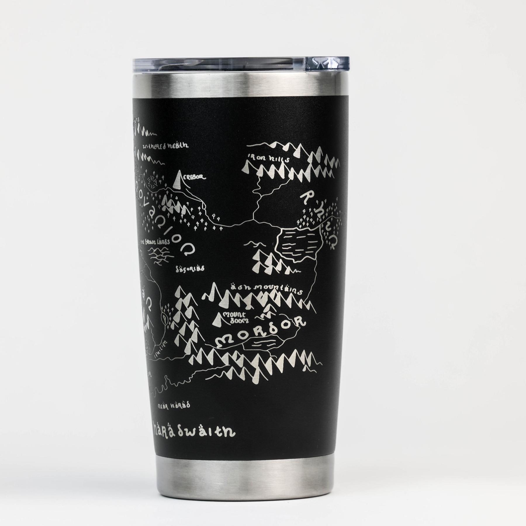 Middle Earth Map Custom 30oz Tumbler: Middle Earth Map Engraved YET