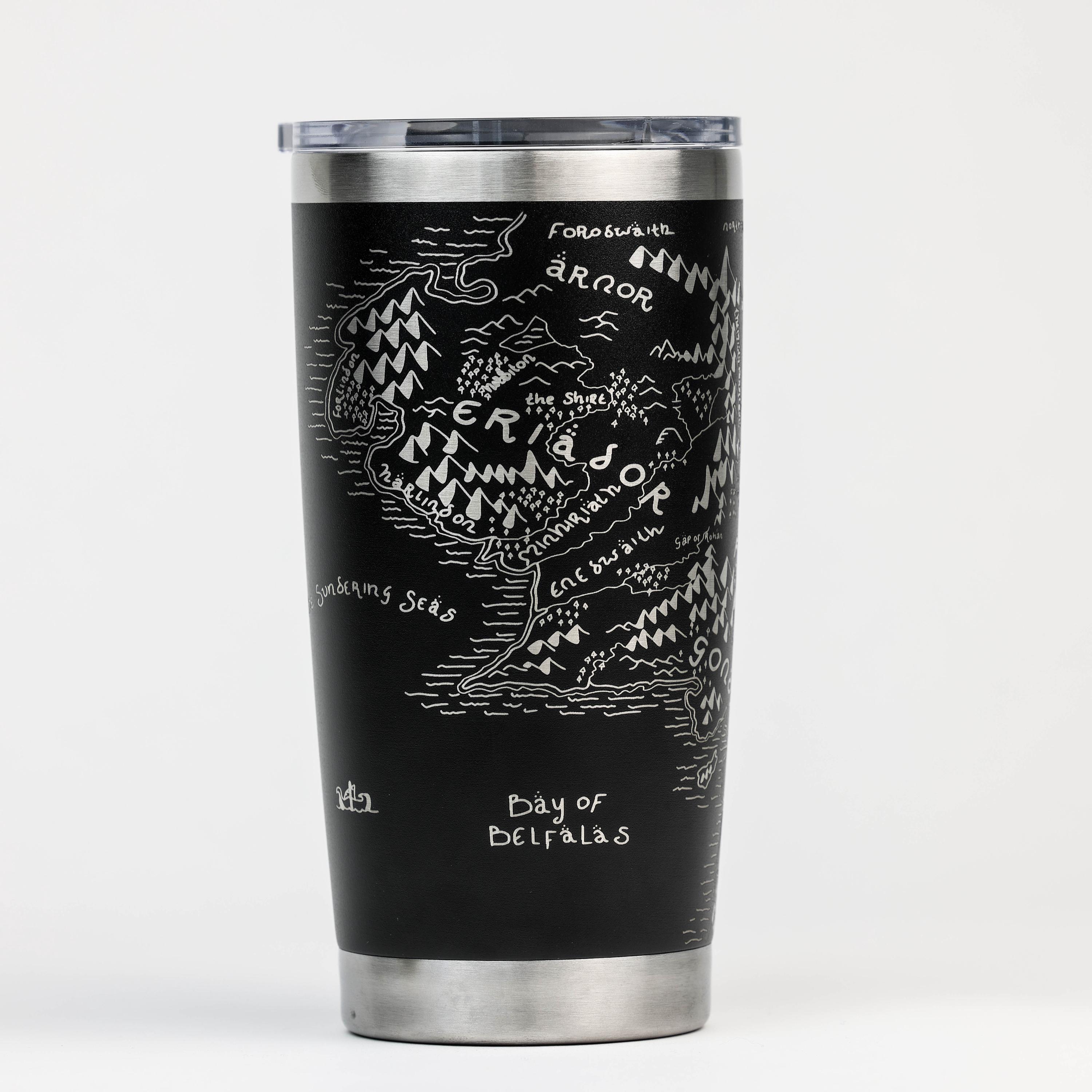 Middle Earth Map Custom 30oz Tumbler: Middle Earth Map Engraved YET