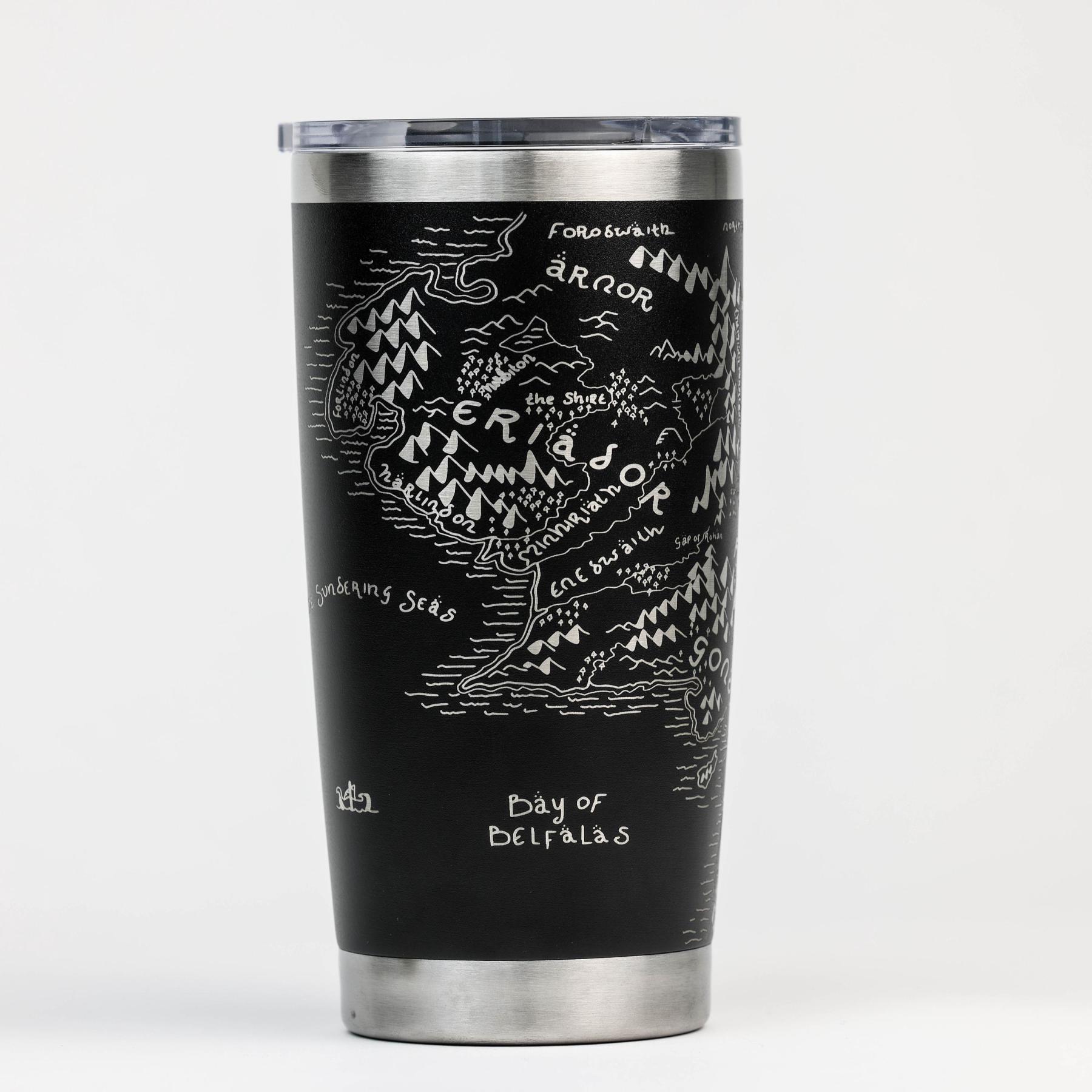 Middle Earth Map Custom 30oz Tumbler: Middle Earth Map Engraved YET