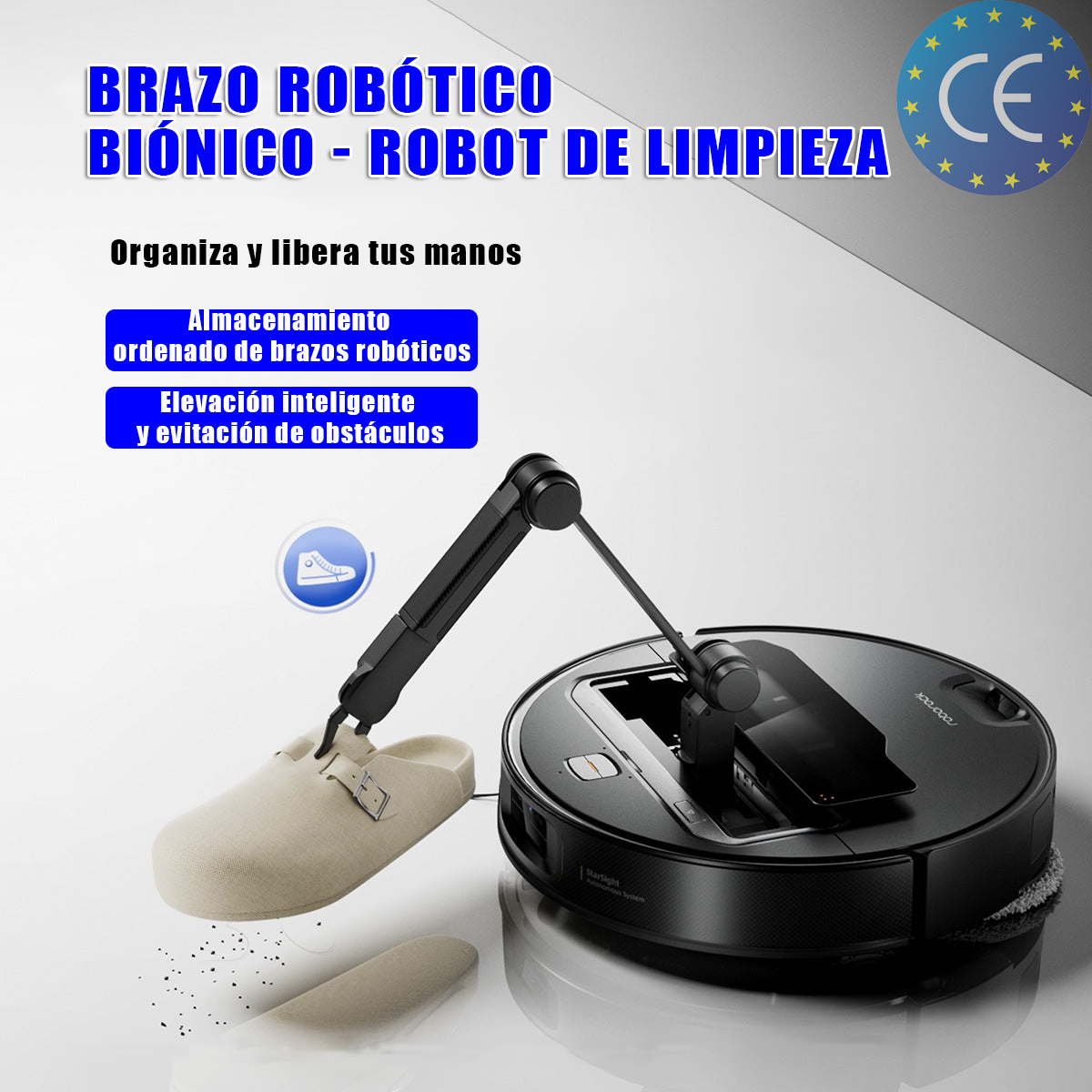 ES-Robot inteligente de barrido y fregado con brazo robótico biónico plegable de 5 ejes