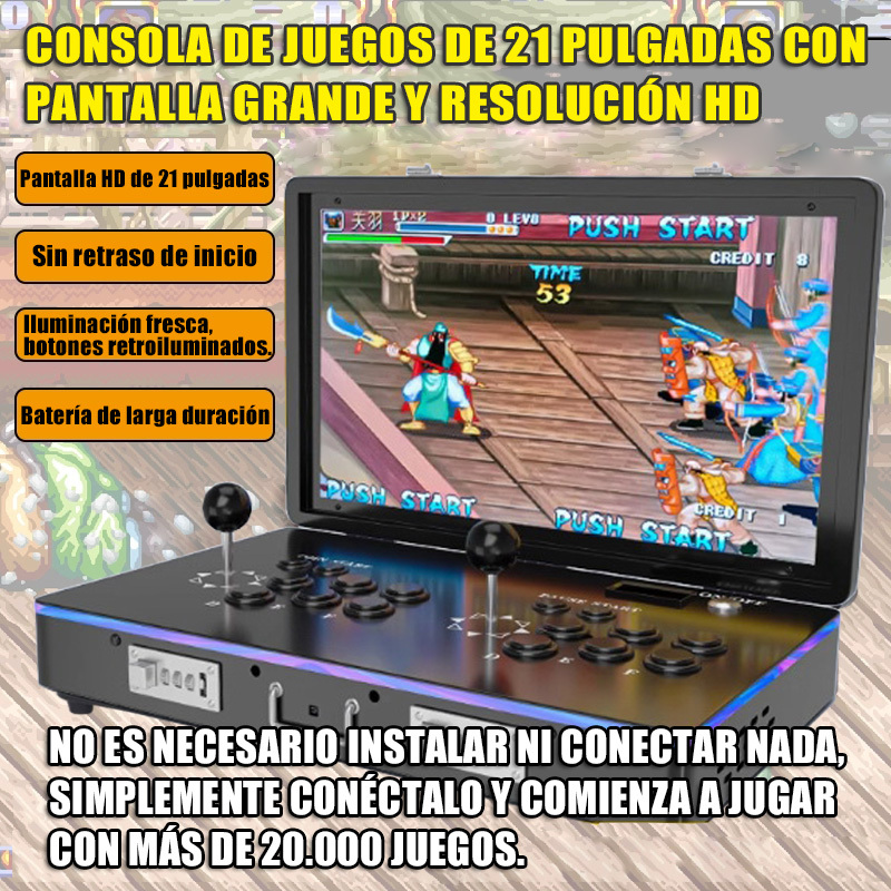 ES1-Consola de juegos arcade clásica portátil plegable de 21 pulgadas con pantalla HD
