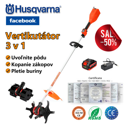 SK-Ručný bezdrôtový vertikutátor na lítiové batérie, záhradné náradie 3 v 1 s funkciami vertikutácie, kopania zákopov a odstraňovania buriny!