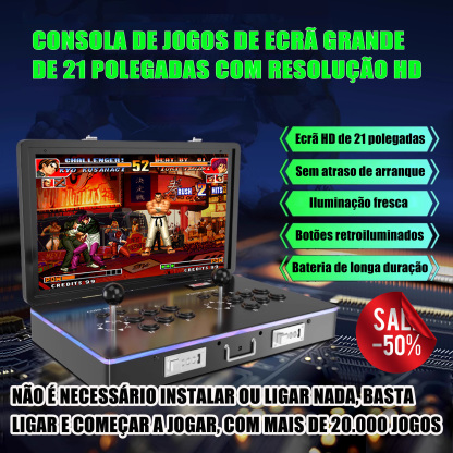 PT1-Consola de jogos arcade clássica portátil dobrável de 21 polegadas com ecrã HD
