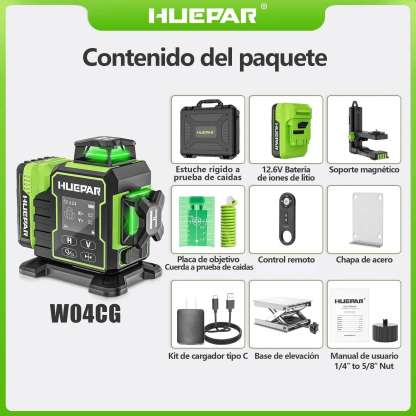 ES_Nivel láser verde de alta precisión con escaneo panorámico de 4x360°/16 líneas y ±1,5 mm/10 m