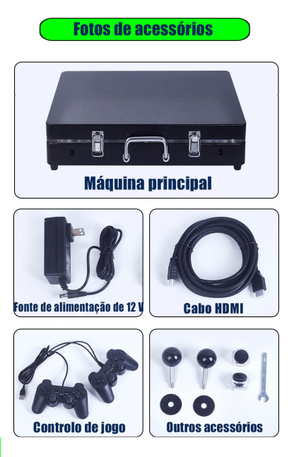 PT-Consola de jogos arcade clássica portátil dobrável de 21 polegadas com ecrã HD