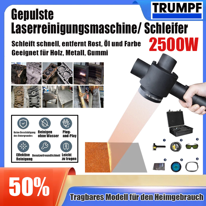 AT2-Handgeführte Pulslaser-Reinigungsmaschine zum Entfernen von Rost, Farbe, Harz, fettigem Schmutz, Beschichtungen und Überzügen
