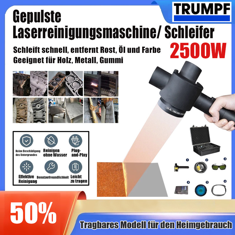 AT2-Handgeführte Pulslaser-Reinigungsmaschine zum Entfernen von Rost, Farbe, Harz, fettigem Schmutz, Beschichtungen und Überzügen