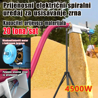 HR1-Prijenosni spiralni električni ekstraktor pšenice/stroj za usisavanje žitarica/usisni stroj/transporter