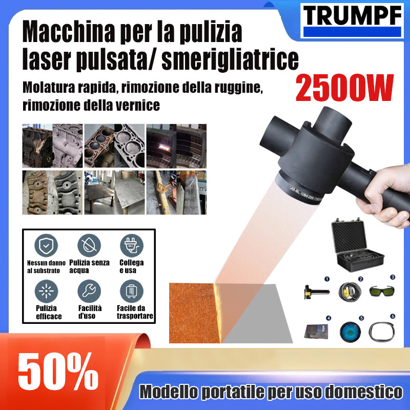 IT2-Macchina per la pulizia laser a impulsi portatile, utilizzata per la rimozione di ruggine, vernice, resina, olio, rivestimento e galvanica