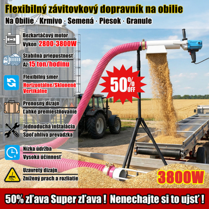 SK_Prenosný elektrický závitovkový dopravník, vhodný na obilie, pšenicu, kukuricu, piesok a iné granulované materiály; sací dopravník na obilie, dopravník materiálu