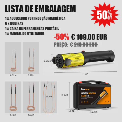 PT_Aquecimento rápido em 30 segundos - Aquecedor de indução magnética portátil de alta potência de 1200 W para remoção de porcas e parafusos enferrujados, com bobinas de vários tamanhos.