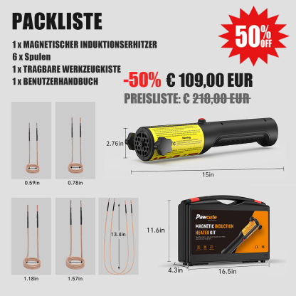 AT_30 Sekunden schnelles Aufheizen – 1200 W leistungsstarker, handgeführter magnetischer Induktionsheizer zum Entfernen von verrosteten Muttern und Schrauben mit Spulen in verschiedenen Größen.