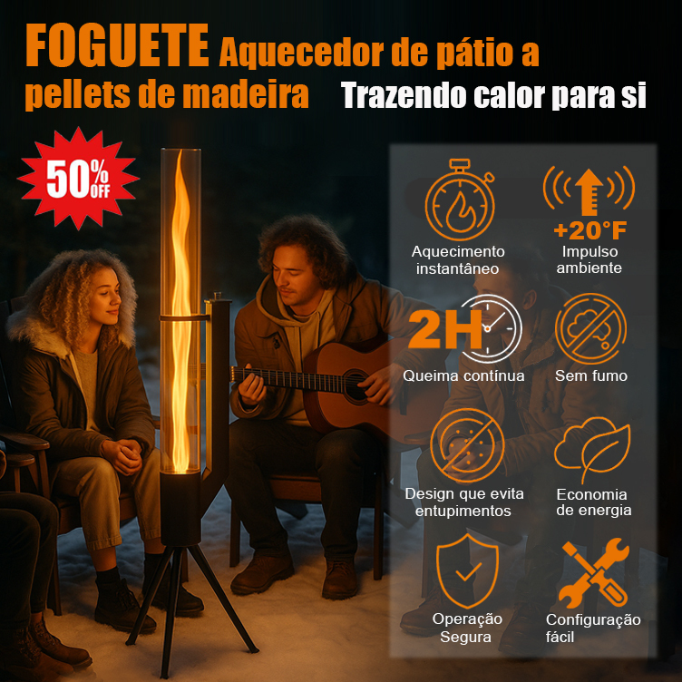 PT_Aquecedor de pátio tipo foguete a pellets de madeira