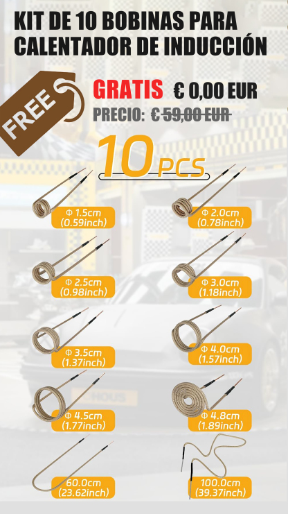 ES_Calentamiento rápido en 30 segundos: Calentador de inducción magnética portátil de alta potencia de 1200 W para la extracción de tuercas y pernos oxidados, con bobinas de varios tamaños.