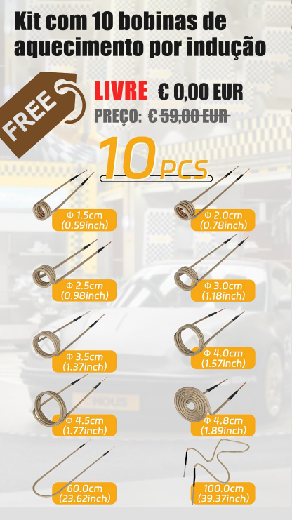 PT_Aquecimento rápido em 30 segundos - Aquecedor de indução magnética portátil de alta potência de 1200 W para remoção de porcas e parafusos enferrujados, com bobinas de vários tamanhos.