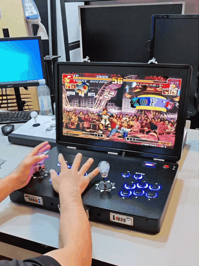 PT-Consola de jogos arcade clássica portátil dobrável de 21 polegadas com ecrã HD