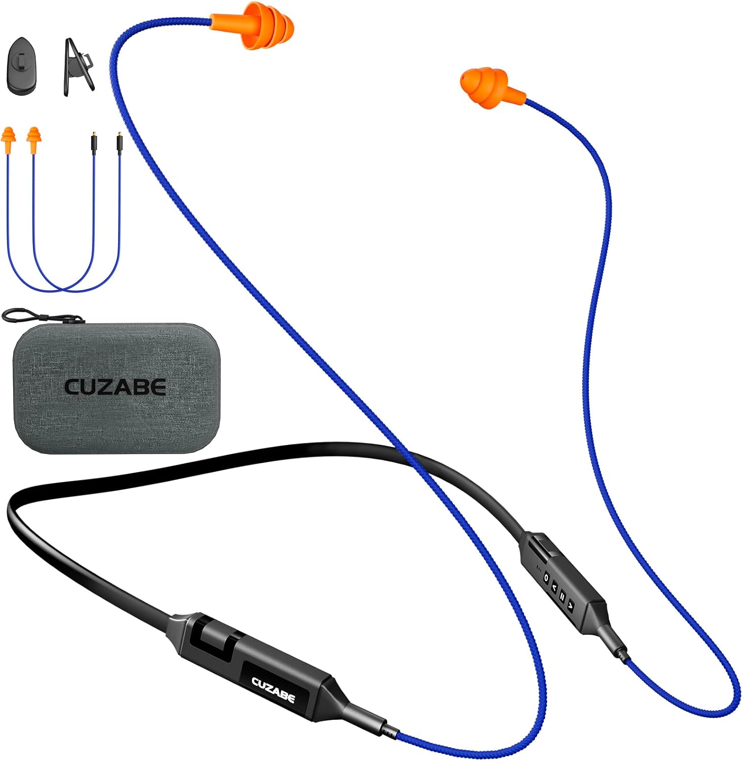 Bluetooth Earplug Headphones for Work, Neckband Wireless Ear Plugs Earbuds, 29 dB Noise Reduction Ear Protection with Replacement Ear Tips, 30 Hour Battery, OSHA Compliant for Industrial Safety