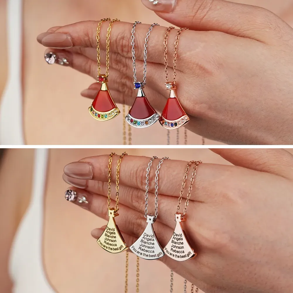 Mom`s Gift Christmas Hat Birthstone Necklace