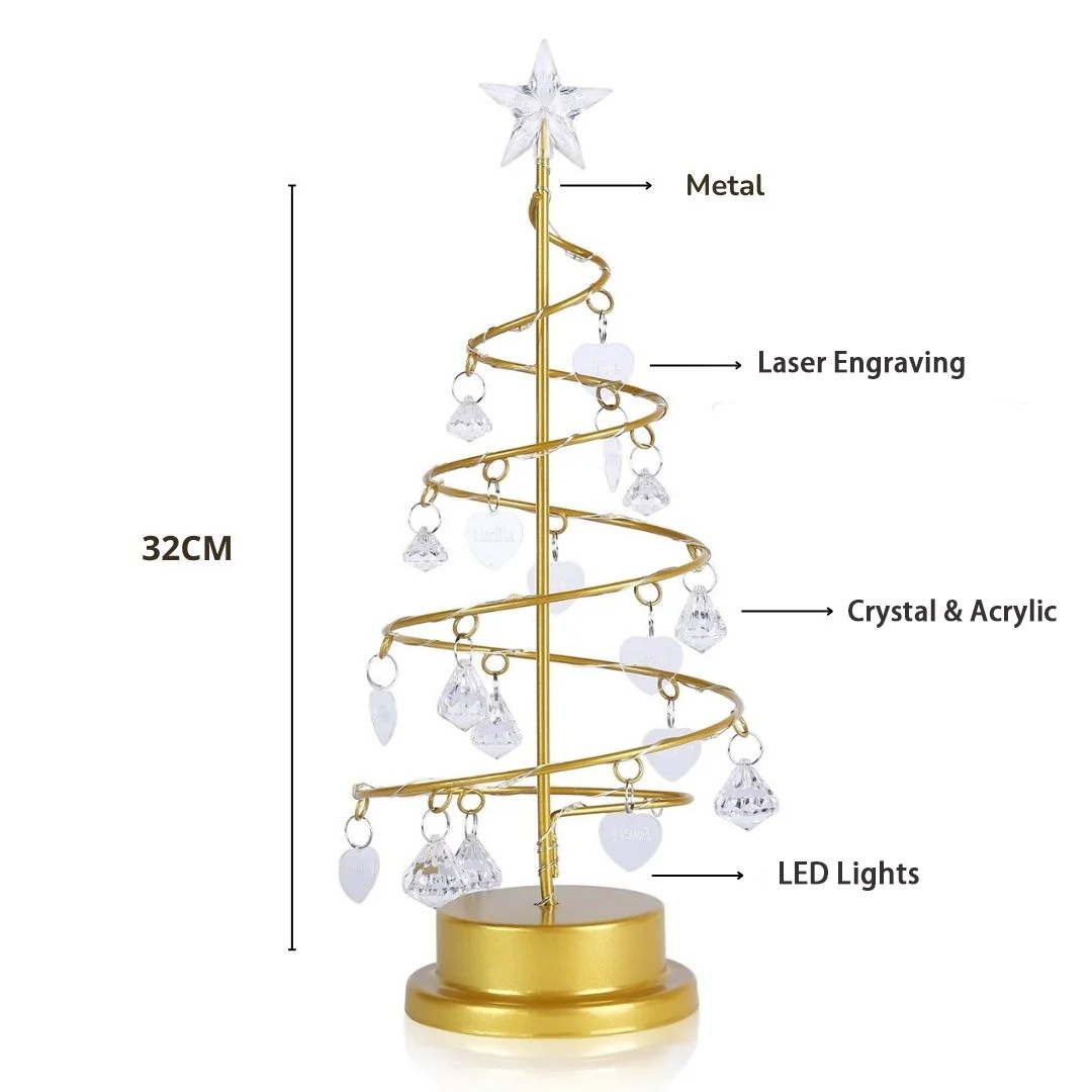 Christmas Gift Custom Family Name Crystal Tree Lights