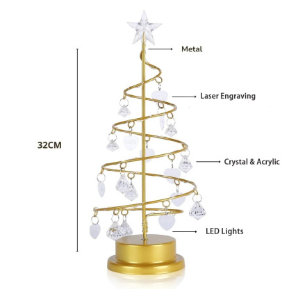 Christmas Gift Custom Family Name Crystal Tree Lights