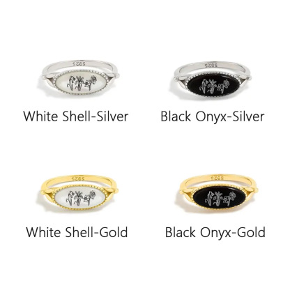 Mom's Gift Birth Flower Ring - No Rain No Flowers - Never Forget That Mom Raised Me