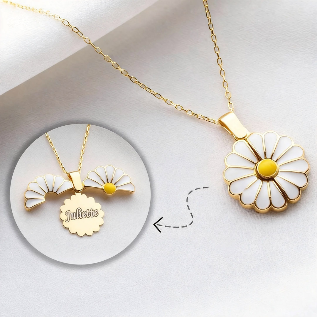 Personalised Necklaces for Women, Gift for Her, Daisy Necklace, Birthday Gift for Mom, Personalized Name Necklace Christmas Gift for Teacher