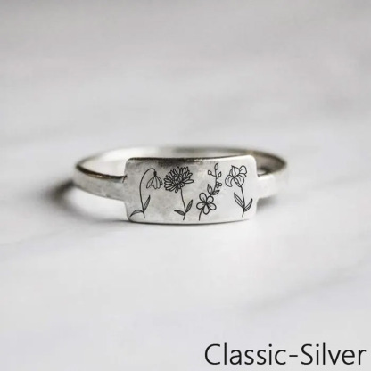 Mom's Gift Birth Flower Ring - No Rain No Flowers - Never Forget That Mom Raised Me