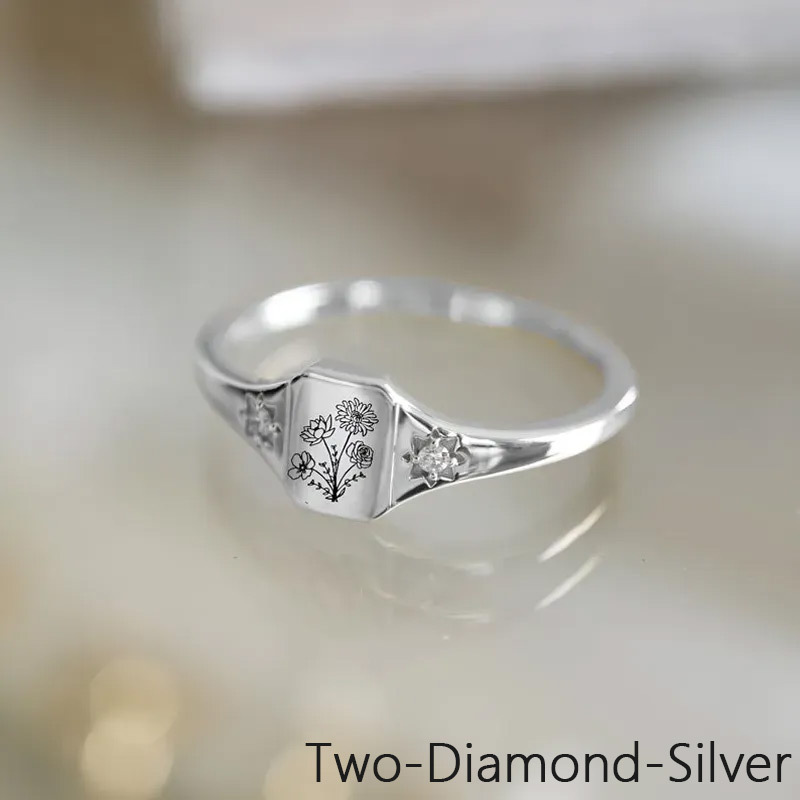 Mom's Gift Birth Flower Ring - No Rain No Flowers - Never Forget That Mom Raised Me