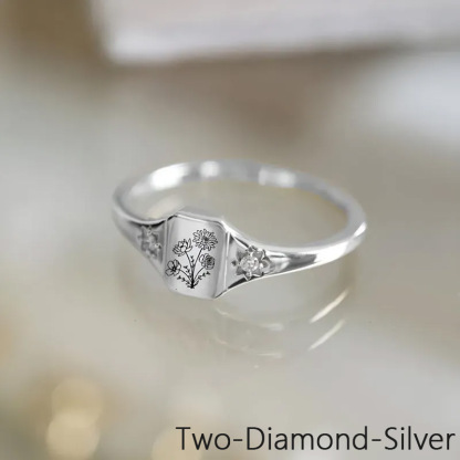 Mom's Gift Birth Flower Ring - No Rain No Flowers - Never Forget That Mom Raised Me