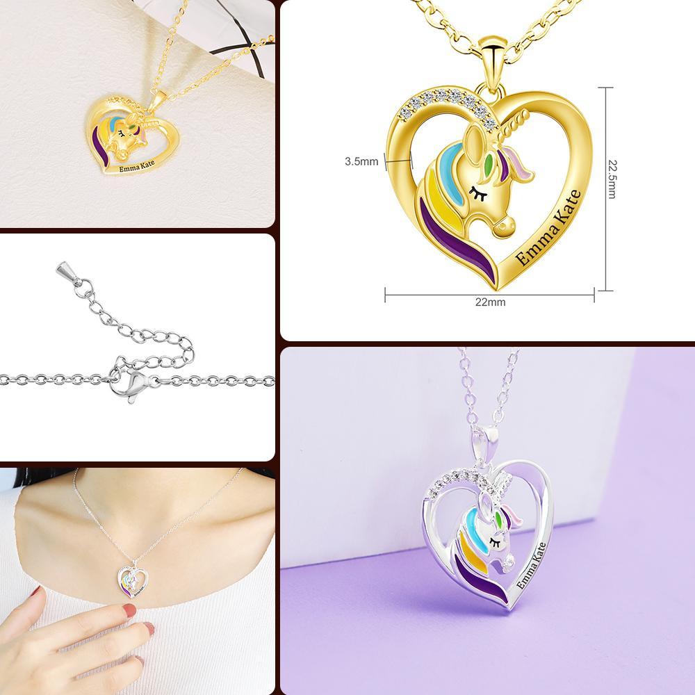 Christmas Gift Personalized Rainbow Unicorn Necklace-Fast Shipping guaranteed