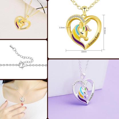 Christmas Gift Personalized Rainbow Unicorn Necklace-Fast Shipping guaranteed