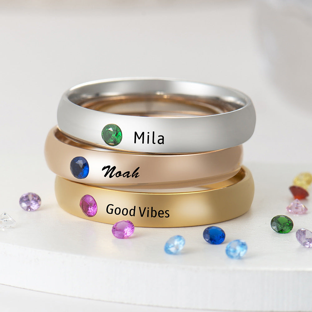 Personalized Name Ring Birthstone Anniversary Gift Family Rings