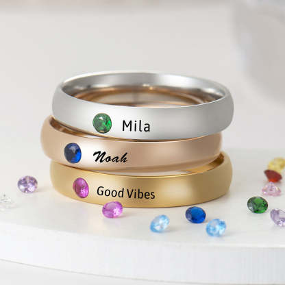 Personalized Name Ring Birthstone Anniversary Gift Family Rings
