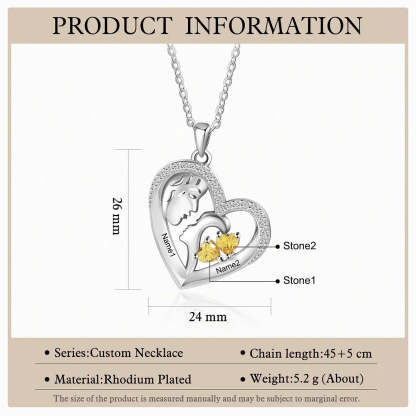 Mother's Day Gift Personalized Mother and Son Heart Necklace Custom 2 Birthstones Pendant Necklace Gift for Mom-Engravingift