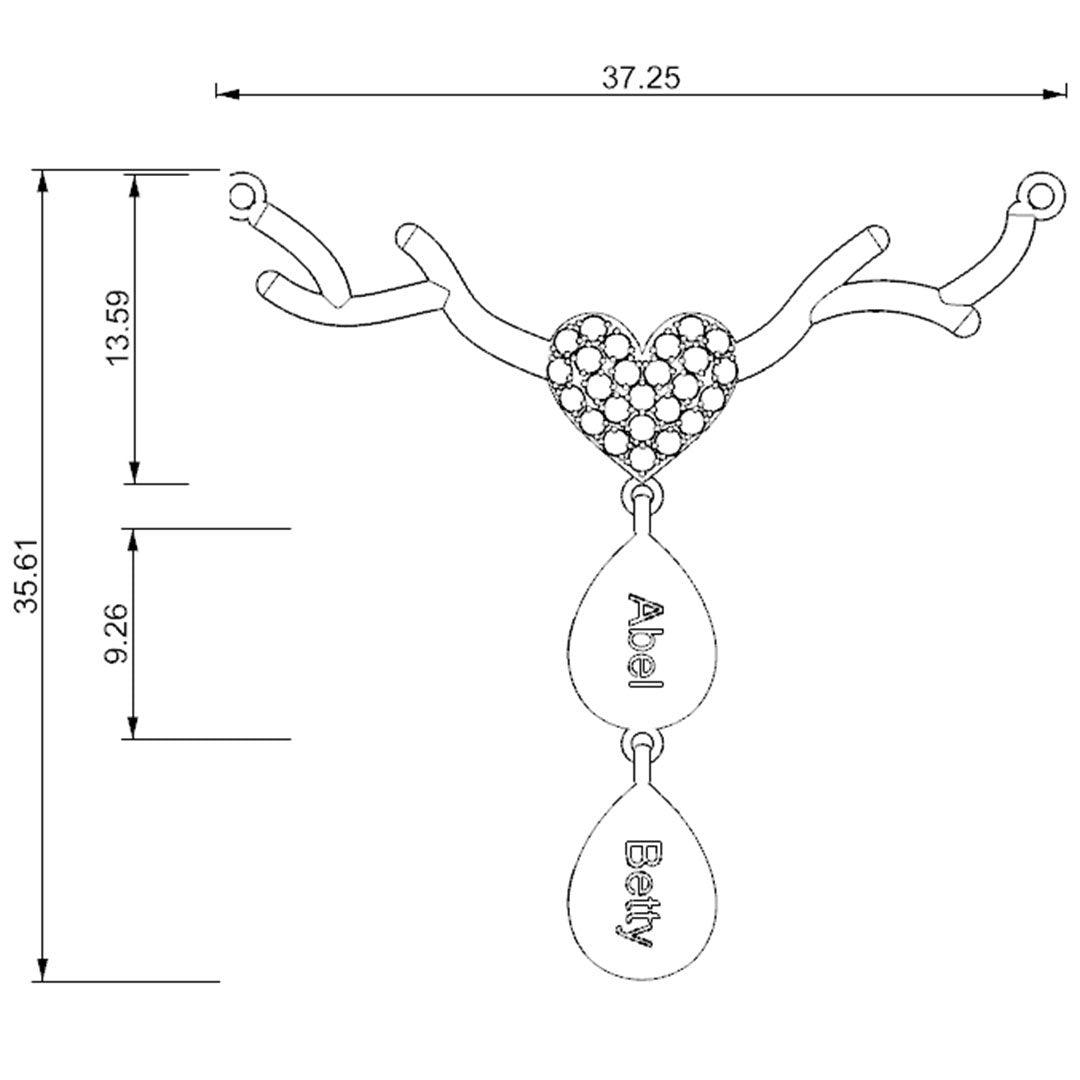 Mother's Day Gift Personalized Antlers Heart Drop Pendant Necklace-Engravingift