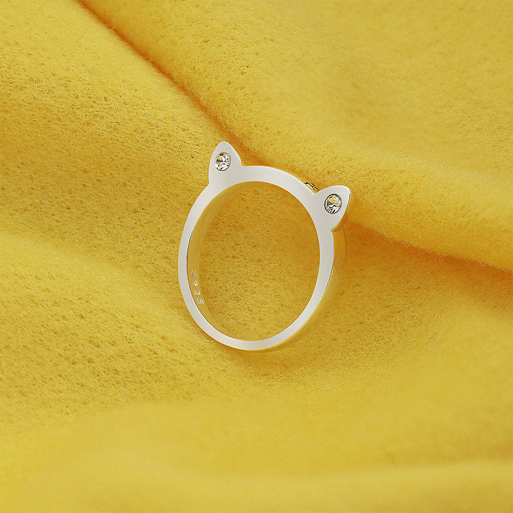 925 Sterling Silver Name Engraved Ear & Bone Shaped Pet Ring