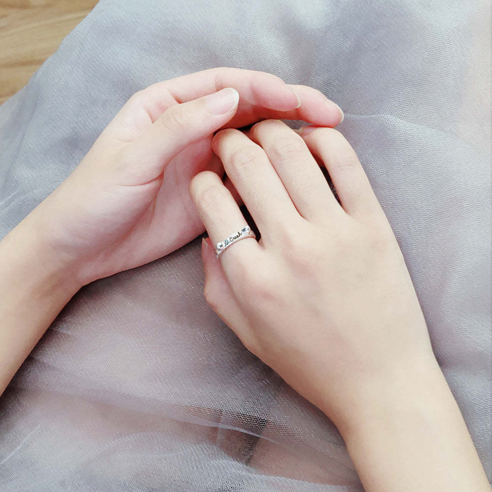 925 Sterling Silver Name Engraved Ear & Bone Shaped Pet Ring