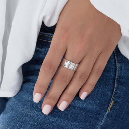 Personalized Name Ring Birthstone Anniversary Gift Family Rings