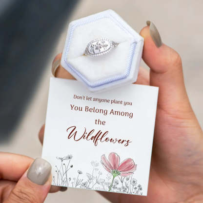 You Belong Among The Wildflowers Sterling Silver Birth Flower Ring